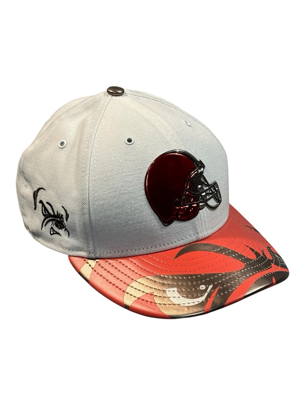 New Era 59FIFTY Cleveland Browns Low Profile Hat Cap 7 3/8 White Orange Chrome